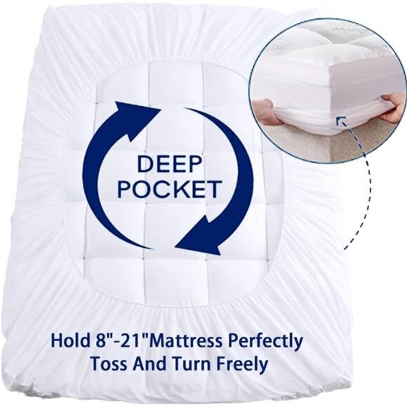 Mattress Topper King Size,Cooling ExtraThick Breathable Viscose Made from Bamboo - Picture 5 of 7